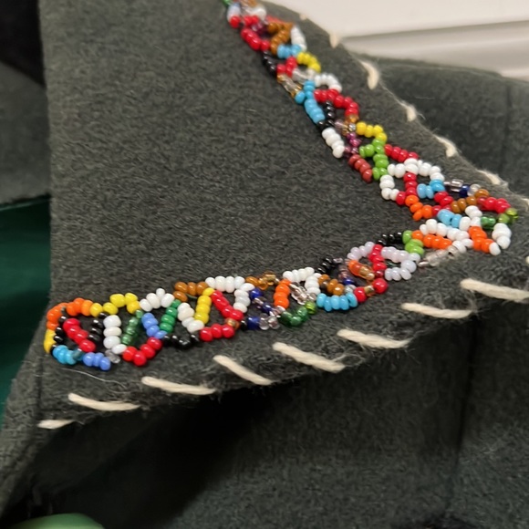 Vintage One of a kind hand made western beaded and appliqué wool green jacket. - Picture 7 of 7